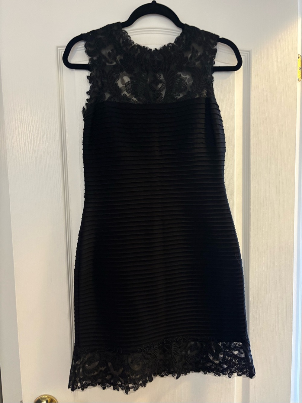 Tadashi Shoji Black Lace Yoke & Hem Mini Dress